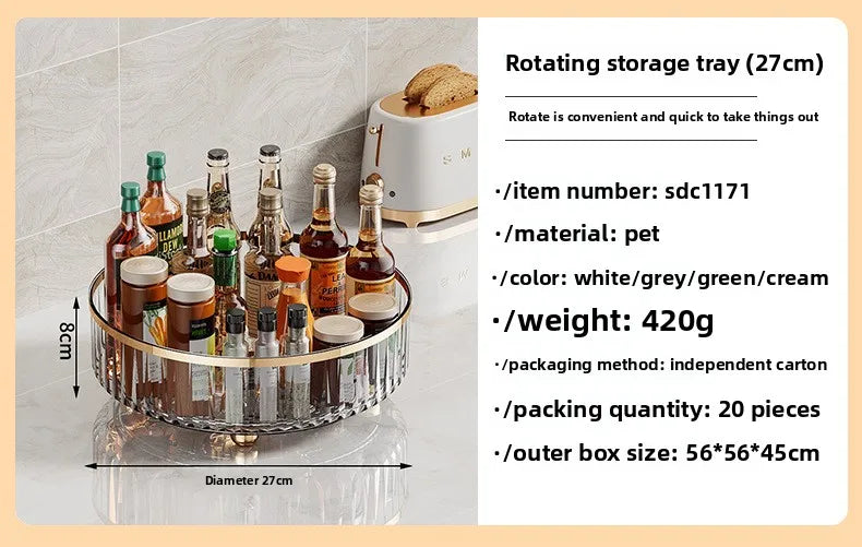 360° Rotating Plastic Storage Rack Bathroom Storage Organizer Kitchen Snack Food Oil Seasoning Bottle Storage Rack Fruit Tray - AMULET RING STORE