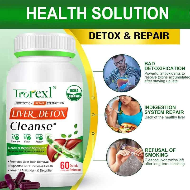 Liver Cleansing Detox Capsules Health Liver Support Colon Cleansing Repair Pills Prevent Cirrhosis Fatty Liver, Natural Herbal