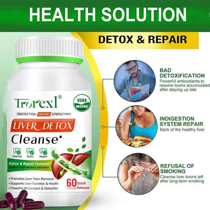 Liver Cleansing Detox Capsules Health Liver Support Colon Cleansing Repair Pills Prevent Cirrhosis Fatty Liver, Natural Herbal