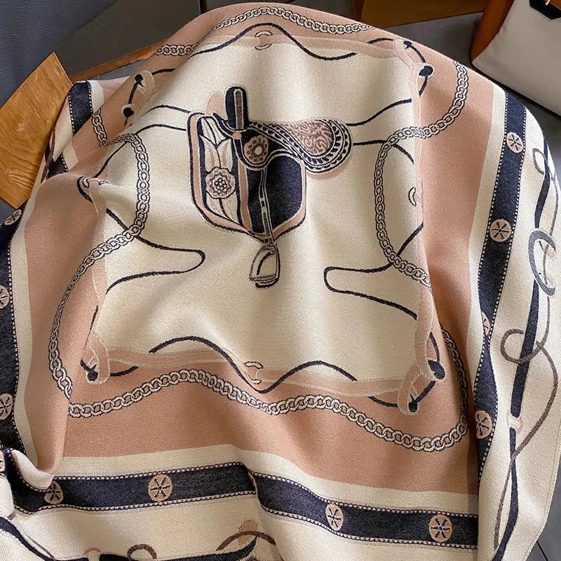 Luxury Scarf Women Winter Cashmere Shawls Wraps Thick Warm Lady Travel Stole Bufanda Hijab Fashion Print 2023