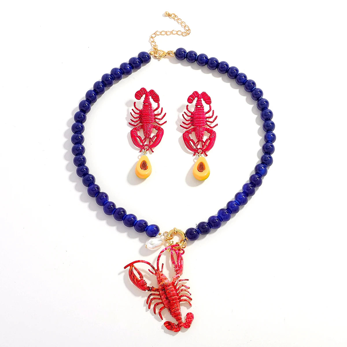 2025 New ZAA Lobster Bead Necklace Handmade Crystal Beaded Enamel Jewelry Simple Pendant Necklace Women Beach Vacation Accessory - AMULET RING STORE