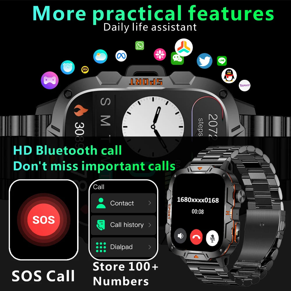 New Full Touch Smart Watch Men For Android Xiaomi Blood Pressure Oxygen Fitness Watch Waterproof LED Flashlight SmartWatch 2024 - AMULET RING STORE
