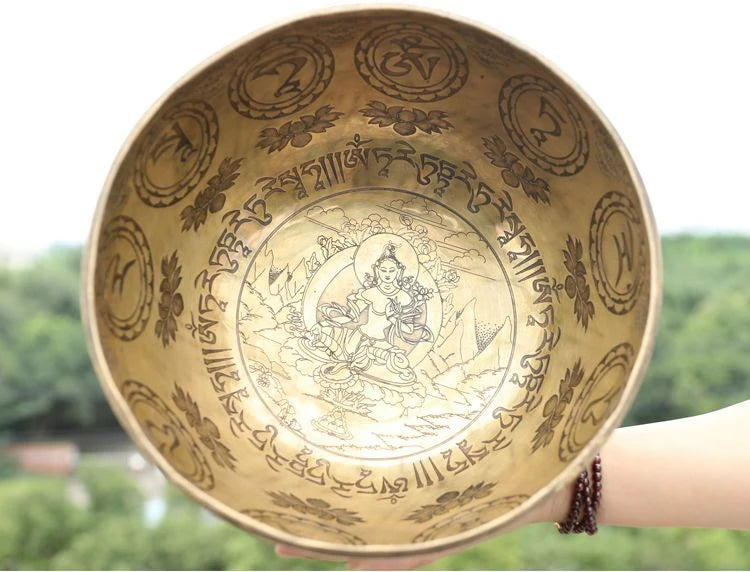 Handmade Nepal Bowls Bronze Tibetan Singing Bowls Heart Chakra Sound Healing Spiritual Instruments Meditation Pretty Bowl Set - AMULET RING STORE