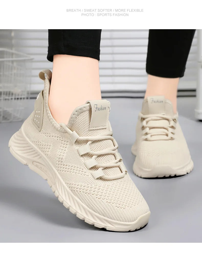 2025 Women's Shoes Summer Women's Shoes Flying woven casual shoes Comfortable breathable women's sneakers - AMULET RING STORE