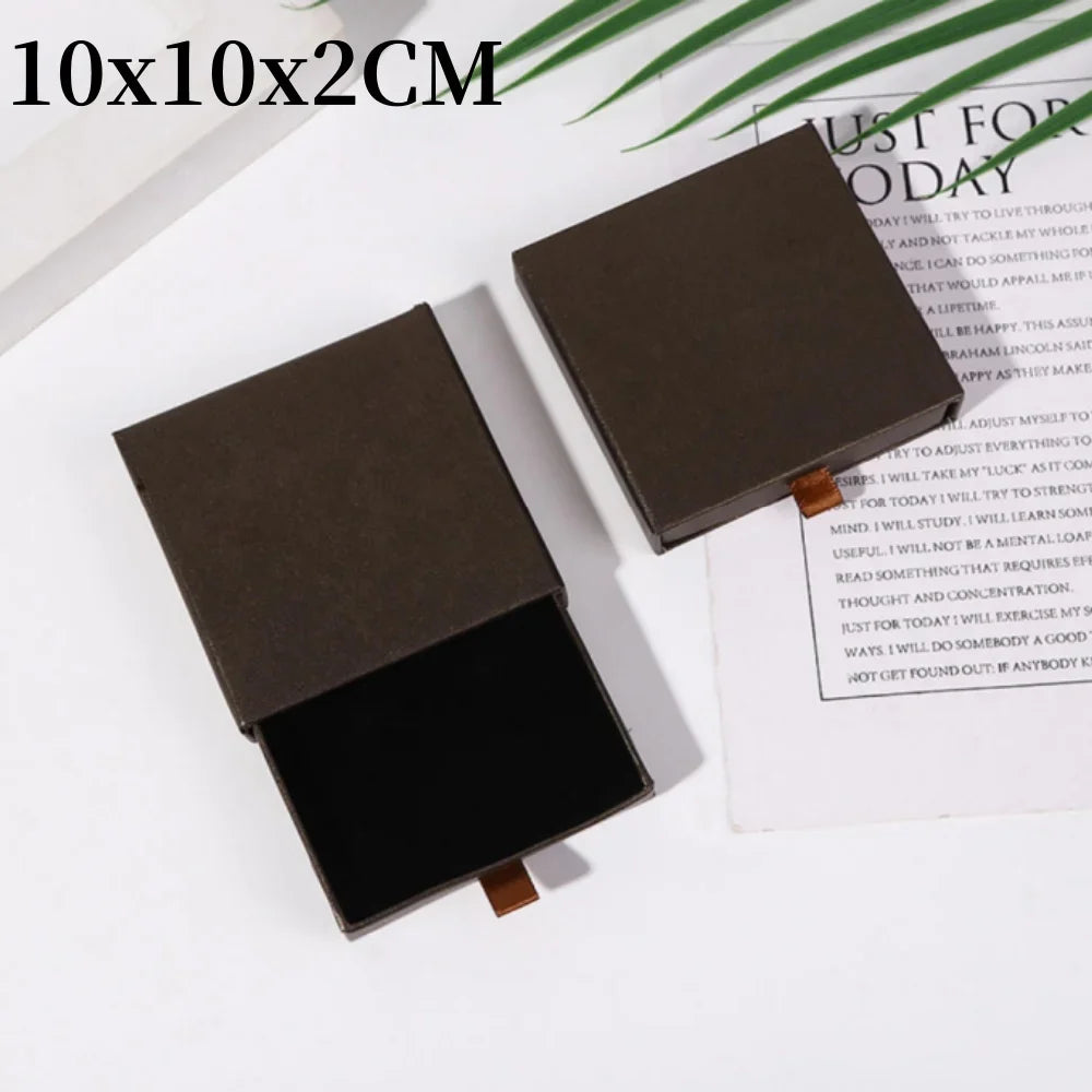 1Pc Thick Kraft Paper Drawer Jewelry Box With Sponge Greet Card for Necklace Bracelet Ring Gift Box Jewelry Packaging Box Joyero - AMULET RING STORE