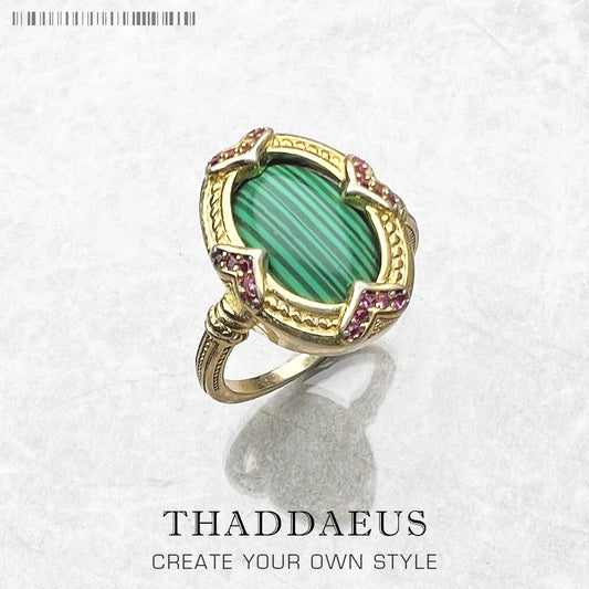 Elegant Ring Oval Green Stone Gold,Europe Style Fine Jewelry For Women Summer Brand New Vintage 925 Sterling Silver Gift