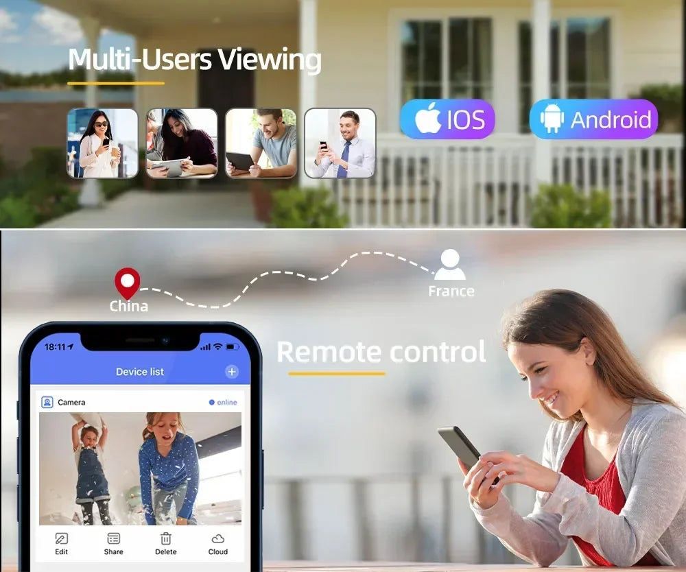 2.4G WIFI 2K IP Camera Two way audio PTZ Move To Follow Outdoor Wifi Surveillance Camera Security Protection Cameras Smart Home - AMULET RING STORE