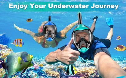 Full Face Snorkel Mask with Latest Dry Top Breathing System Detachable Camera Mount for Adults Panoramic View Anti-Leak Anti-Fog - AMULET RING STORE