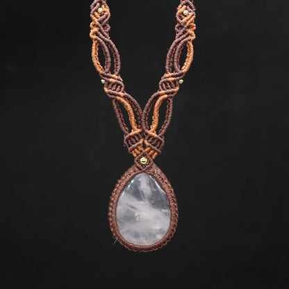 Natural Stones Tear Water Drop Pendant Crystals Healing Handmade Thread Rope Wrap Braided Macrame Chain Necklace Jewelry Gifts - AMULET RING STORE