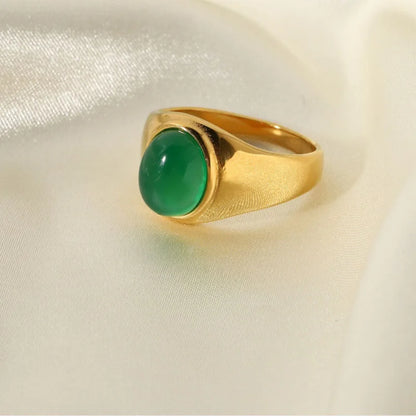 Elegant Vintage Stainless Steel Rings For Women Bohemia Oval Tiger Eye Stone Obsidian Engagement Rings Jewelry