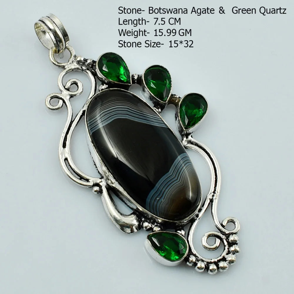 Genuine Moonstone Botswana Agate Prehnite Owyhee Opal  Pendant Women Jewelry gift