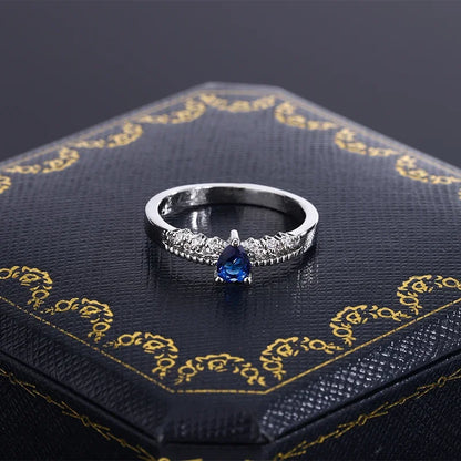 Trend Double Hollow Round Oval Sapphire 925 Silver Plated Couple Ring for Women Silver Plated Christmas Gift Party Jewelry