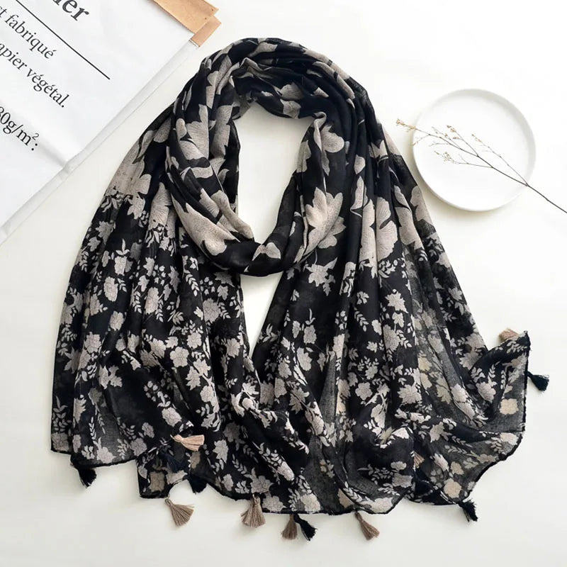 Luxury Brand Scarf For Woman Soft Cotton Shawl Wrap Tassel Viscose Muslim Woman Hijab Boho Beach Towel Female Bandana Headscarf - AMULET RING STORE