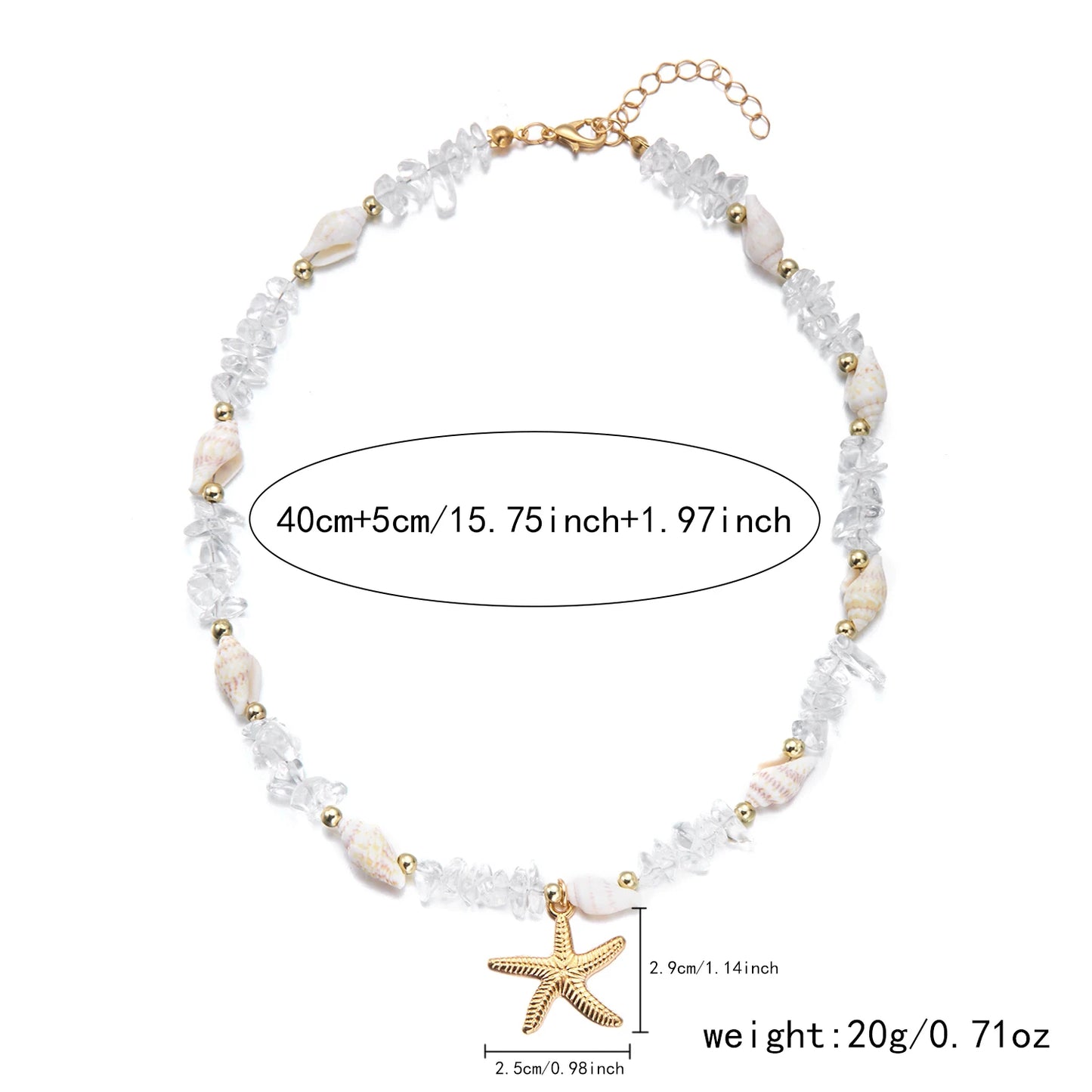 Bohemian Starfish Pendant Bracelet for Women Handmade Crushed Stone Beaded Bracelet Summer Beach Jewelry Travel Accessory Gift