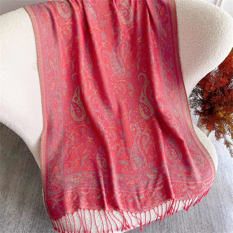 Autumn Bohemian Ethnic Paisley Cashmere Shawls Scarf for Women Warm Jacquard Pashmina Scarves Print Design Lady Foulard Stoles - AMULET RING STORE