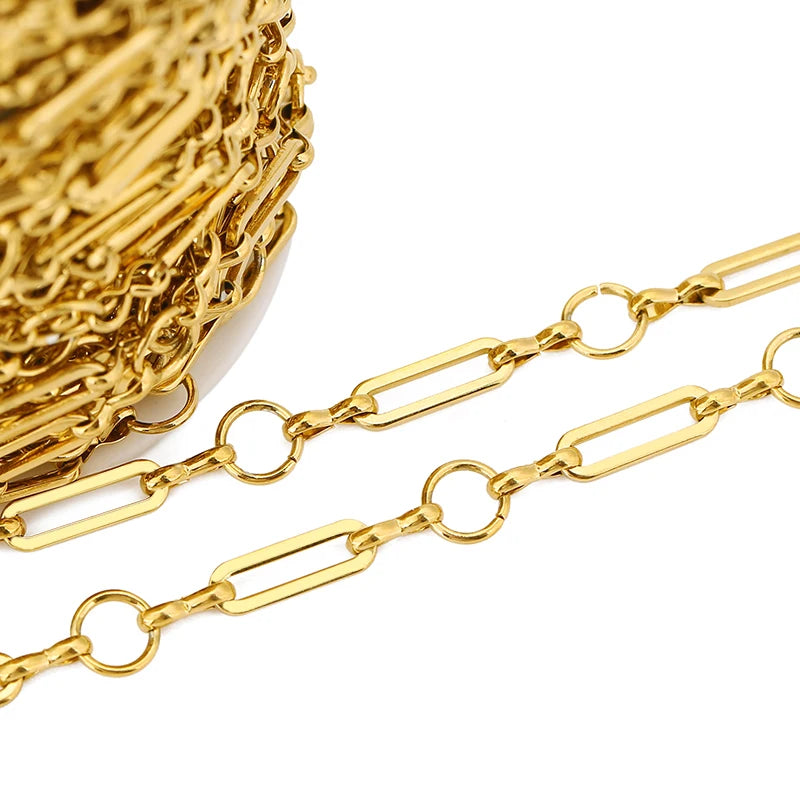 1M Heavy Chunky Hip Hop Chain Stainless Steel Frosted Oval Link Chains for DIY Men Jewelry Making Punk Necklace Bracelet Chain - AMULET RING STORE