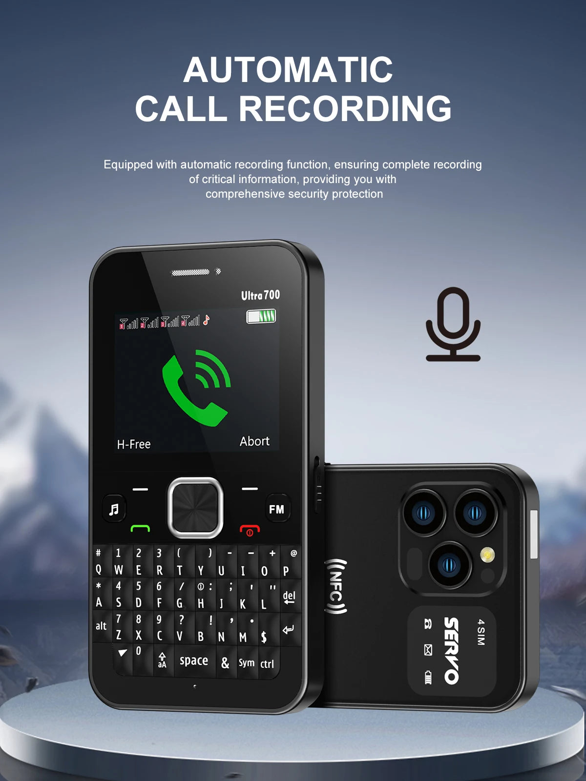 SERVO 4 SIM Card 4 Standby QWERTY Keyboard Mobile Phone Speed Dial Blacklist FM Radio Flashlight 2G GSM Cellular Cellphone TypeC