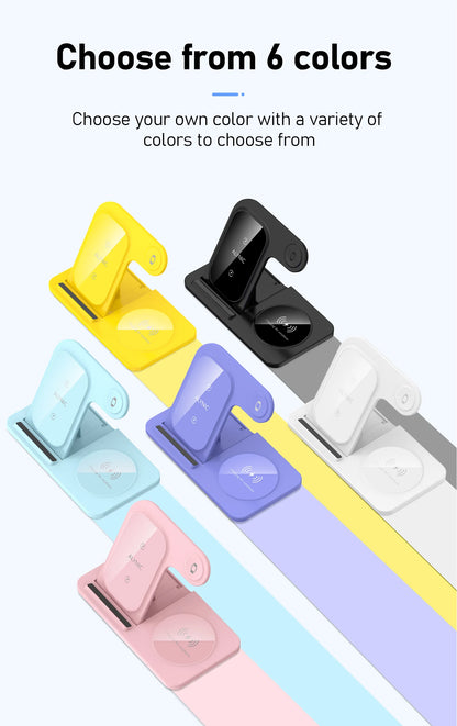 3 in 1 Wireless Charger Stand Pad For iPhone 15 14 13 12 X Max Foldable Fast Charging Station Dock For IWatch 8 7 SE AirPods Pro