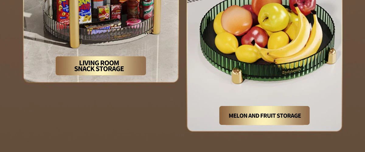 Kitchen Spice Rack Double Layer 360° Rotating Seasoning Holder Large Capacity Shelf Snacks Cosmetics Office Bathroom Storage - AMULET RING STORE