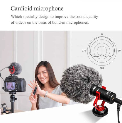 BOYA BY-MM1 Professional Cardioid Shotgun Microphone for iPhone Android Smartphone PC Canon Nikon DSLR Camera Recording Vlog
