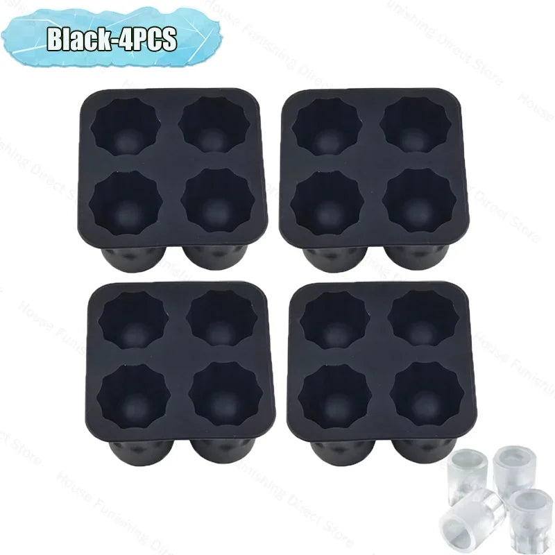 4Cup Shape Silicone Ice Cube Mold Tray for Summer Bar Party DIY Cold Drinks Kitchen Essential Ice Cup Maker Compartment Mold - AMULET RING STORE