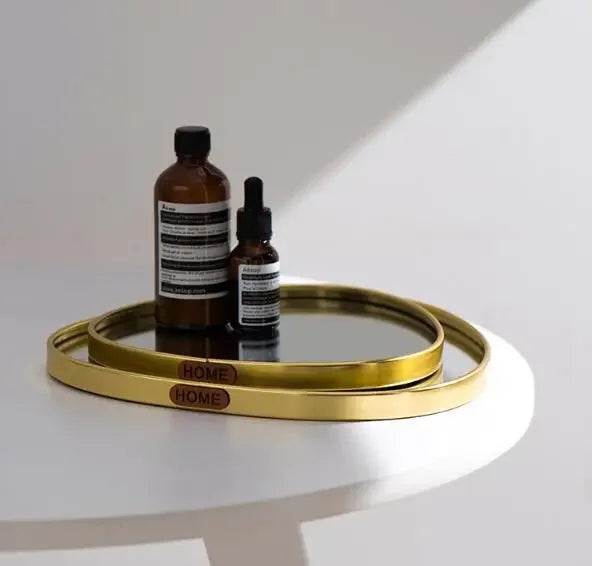 New Light Luxury Mirror StorageTray Home Decoration Desktop Storage Tray Multilateral Geometric Tray Living Room Accessories - AMULET RING STORE