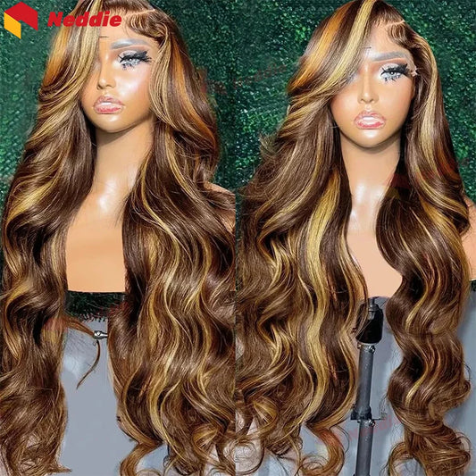 Body Wave Lace Front Wig Colored Highlight Wig Human Hair For Women 13x6 Hd Lace Frontal Wig 30 Inch 13x4 Ombre Brazilian Wigs