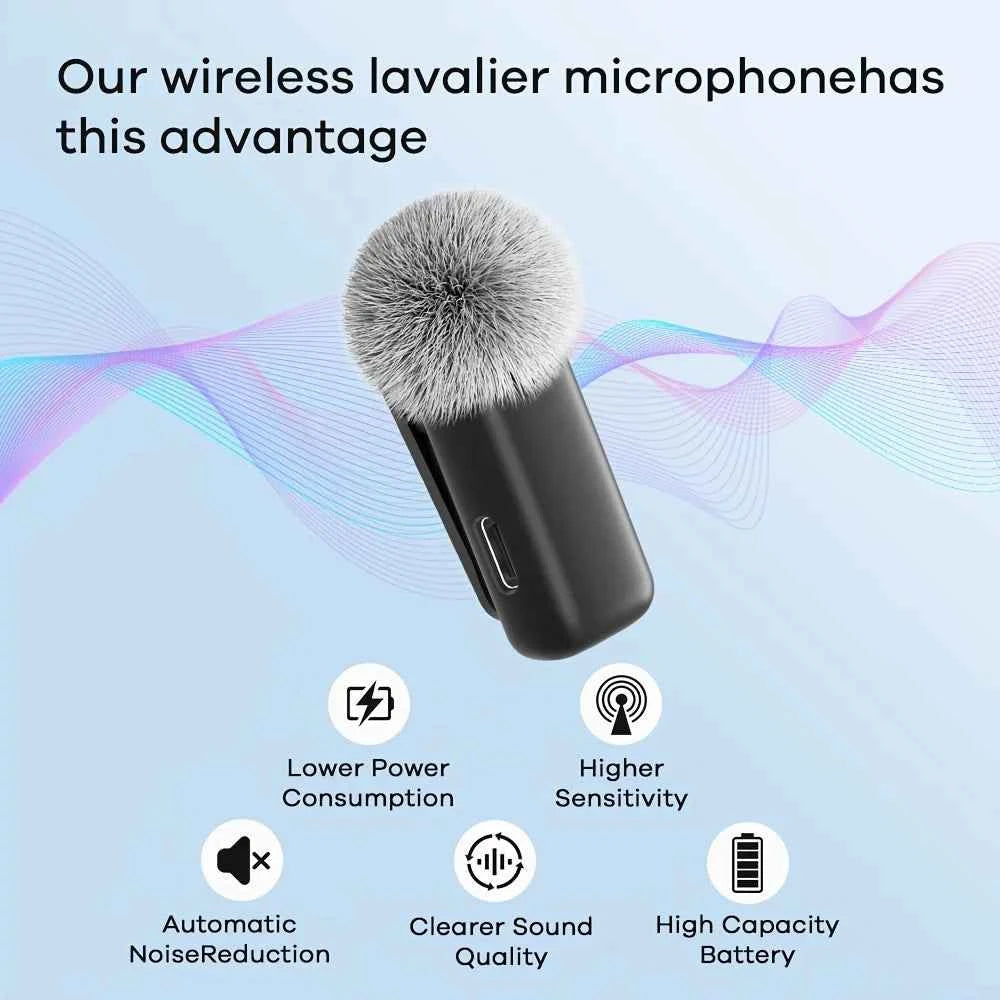 Wireless  Microphone Lavalier with Charging Case Windproof Fleece Suitable for Phones Laptop Devices with Noise canceling MIC