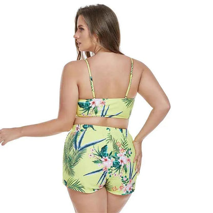 Women Bikinis Plus Size Modest Swimsuits 3 Piece High Waisted Boyshort Big Bathing Suit Swimwear Beach Cover Up Beachdress