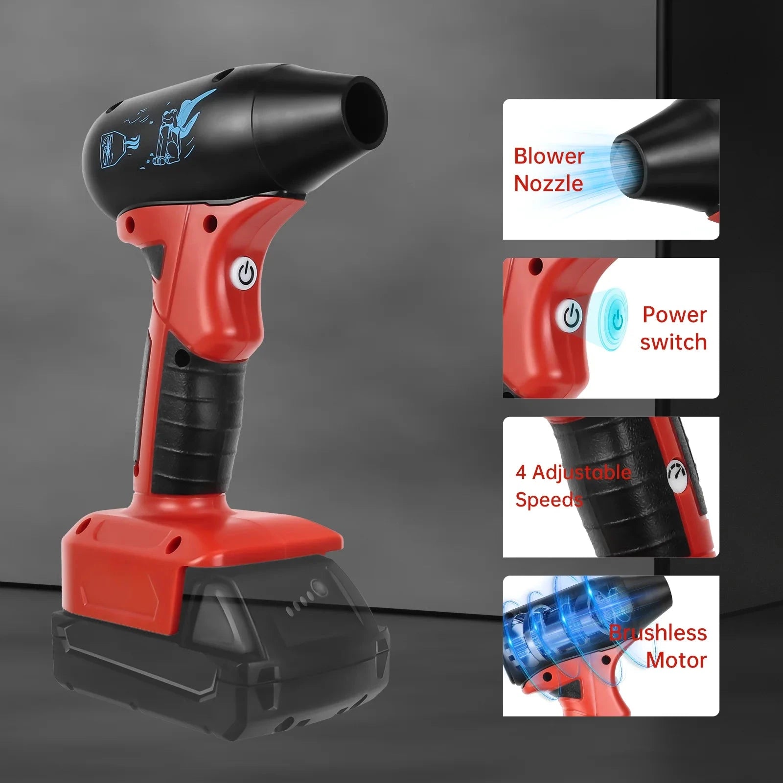 Brushless Jet Blower For Milwaukee 18V Battery 130000RPM 4-Speed Control Violent Turbo Fan Electric Air Duster (No Battery) - AMULET RING STORE