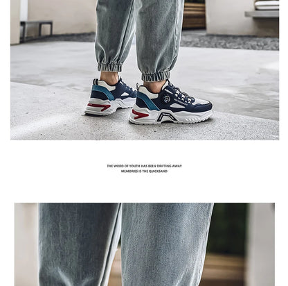 Men's Korean rotating buckle fashion casual sports shoes four season soft soled non slip outdoor running shoes student sneakers - AMULET RING STORE