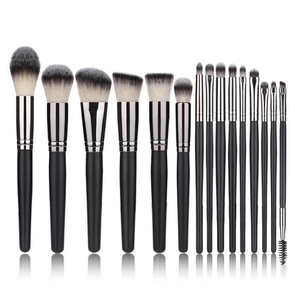 New Cangzhou15Pink Plaid Makeup Brush Set Rose Gold Wooden Handle Makeup Tools - AMULET RING STORE