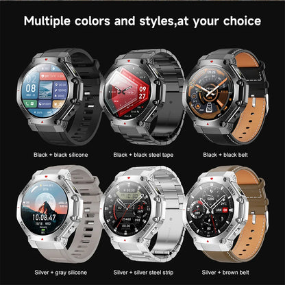 2025 New Men Sports Smart Watch GPS AMOLED Heart Rate Monitoring LED Flashlight NFC Bluetooth Call 3ATM Waterproof Smartwatches