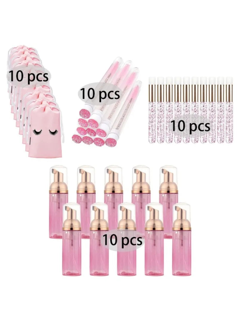 20/40PCS Suit 60ML Empty Pump Bottle Eyelash Shampoo Care Makeup Tool Travel Foam Dispenser Bottle Plastic Cleanser Soap Care - AMULET RING STORE