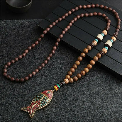 Fashion Long Sweater Pendant Chain Wooden Beaded Tassel Boho Bohemian Necklace Jewelry Nepal Wood Beads Pendant Necklace
