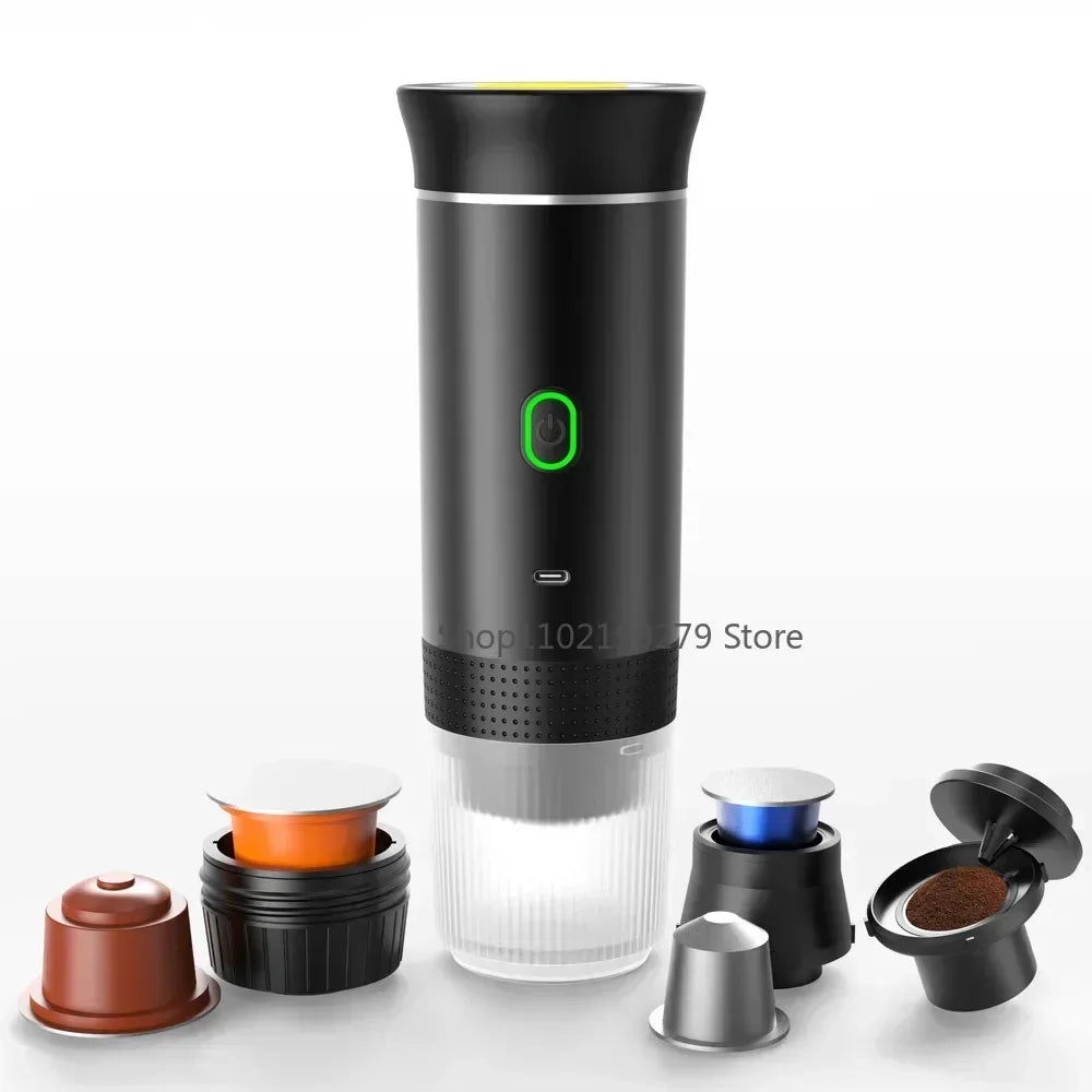 Portable Wireless Electric Espresso Coffee Machine For Travel &Car &Home Camping Coffee Maker 3-in-1 Capsule Powder Coffee Maker - AMULET RING STORE