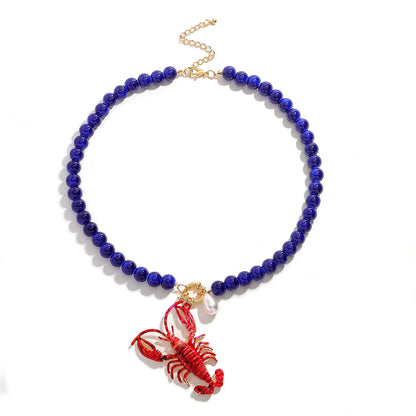 2025 New ZAA Lobster Bead Necklace Handmade Crystal Beaded Enamel Jewelry Simple Pendant Necklace Women Beach Vacation Accessory - AMULET RING STORE