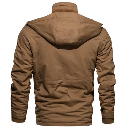Men's Hooded Winter Jackets Plush Thickened Coat Autumn Large Tactical Cotton Medium And Long Work Clothes Bomber Tactical Coats