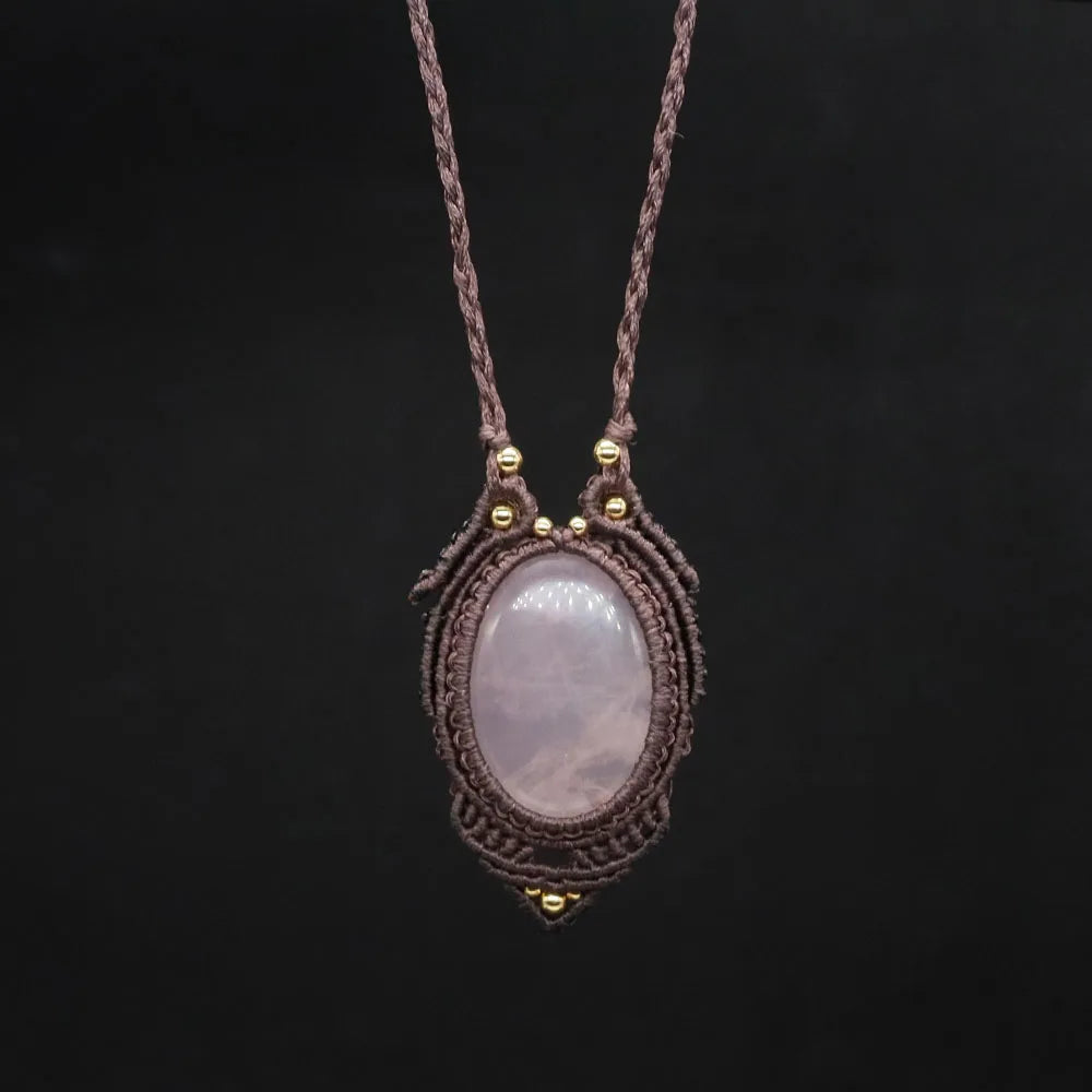 Natural Stones Tear Water Drop Pendant Crystals Healing Handmade Thread Rope Wrap Braided Macrame Chain Necklace Jewelry Gifts - AMULET RING STORE