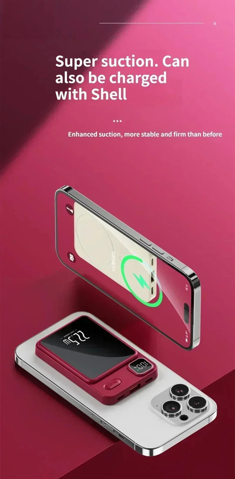 OnePlus 50000mAh Magnetic Wireless Charger Power Bank External Battery Fast Charging PowerBank For Android iPhone 15 16 Xiaomi - AMULET RING STORE