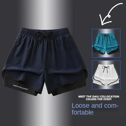 【 S-5XL 】2025 Sports Three Piece Pants Summer Popular Anti glare Double layered Sports Shorts for Men and Women Couples Ru