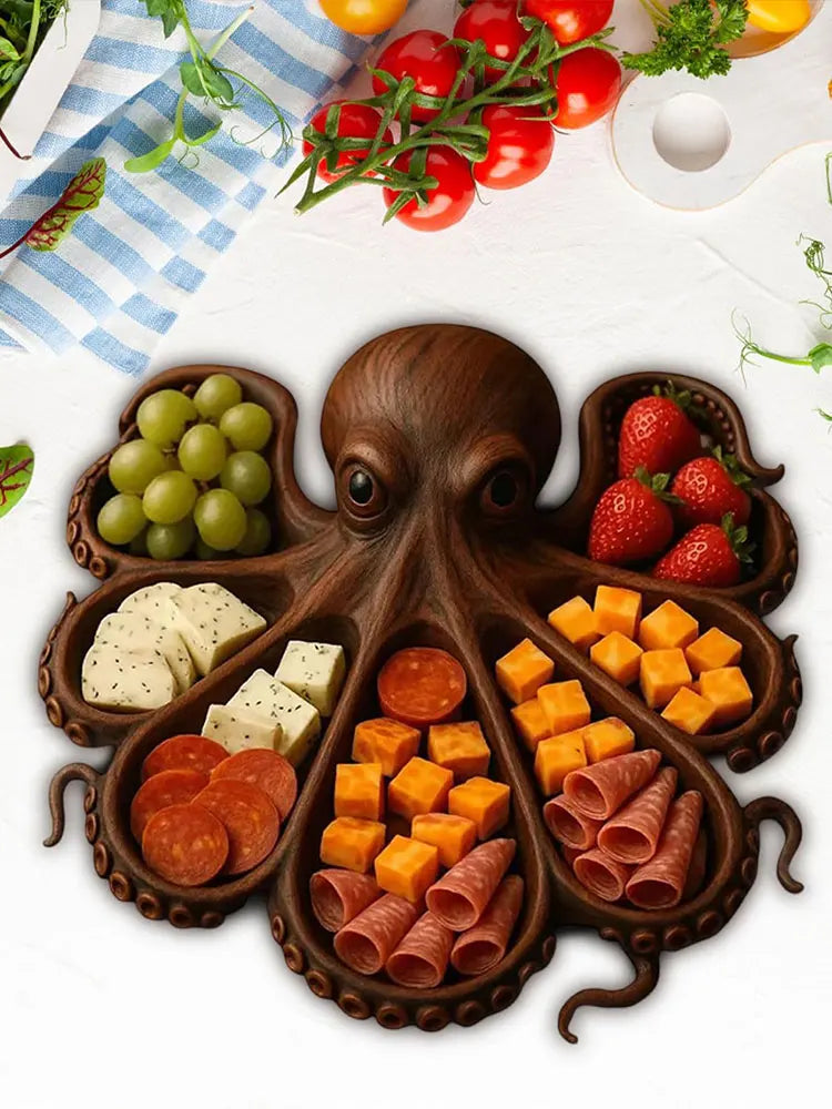 Charcuterie Platter Charcuterie Board Animal Themed Charcuterie Tray Wood Serving Tray for Seafood Lovers & Entertainers - AMULET RING STORE
