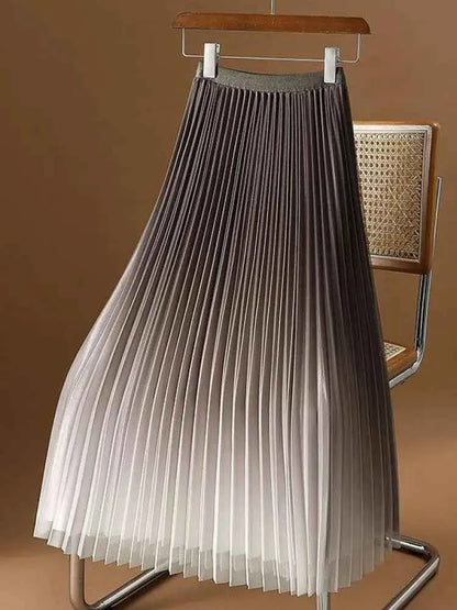 2023 Summer Tulle Mesh Gradient Skirt High-end High Waist Long Skirt Elegant Evening Party Sexy A-line Pleated Skirts Women Boho