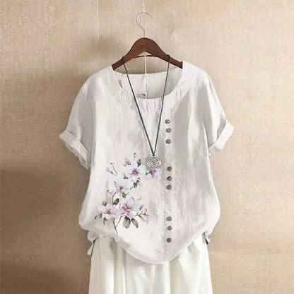 Cotton Linen T Shirt Women's Clothing Summer Retro Ladies Tops Tee Casual Loose Short Sleeve T-shirt Woman Ropa Blusas Tshirt