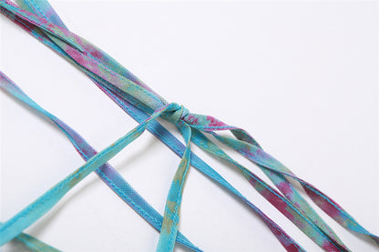 Women Y2k Ruffle Butterfly 2 Piece Outfit Sexy Fairy Backless Crop Top Wrap Mini Skirt Set Rave Festival Matching Set