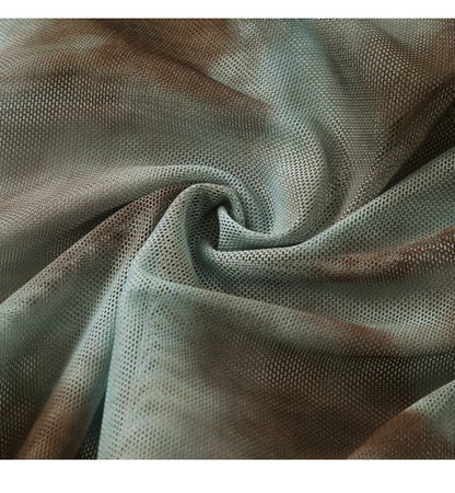 XL-5XL Plus Size Vacation Bikini Sexy Three-Piece Split Long Sleeve Swimsuit Women Summer Blue Pleated Beach Party Swimsuits