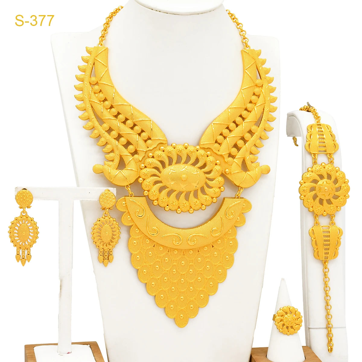 ANIID African Luxury Big Jewelry Set For Women Dubai 24K Gold Color Long Necklace Sets Wedding Party Gifts Wholesale
