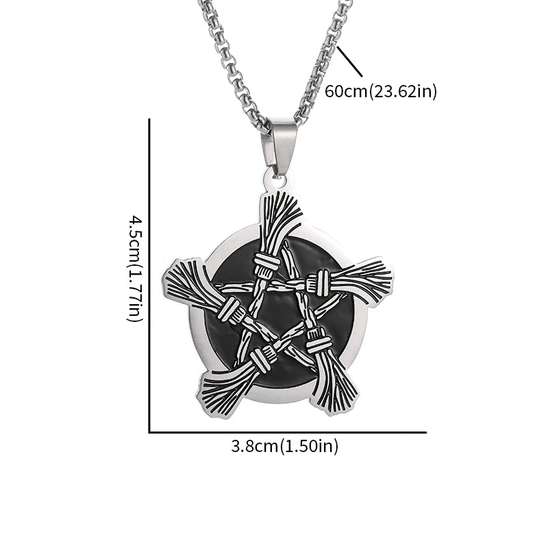 Stainless Steel 7 Archangel Seal Necklace Solomon Kabbalah Seal Pendant for Men Personality Charm Amulet Jewelry