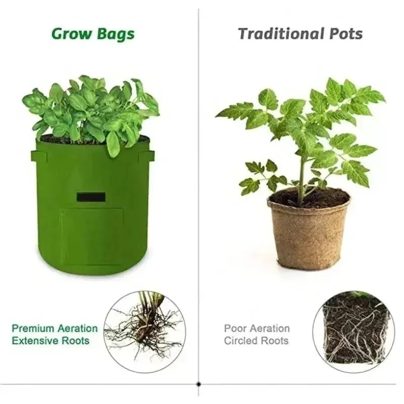 2 Size Felt plant grow bags nonwoven fabric garden potato pot greenhouse vegetable growing bags moisturizing vertical tools - AMULET RING STORE