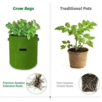 2 Size Felt plant grow bags nonwoven fabric garden potato pot greenhouse vegetable growing bags moisturizing vertical tools - AMULET RING STORE